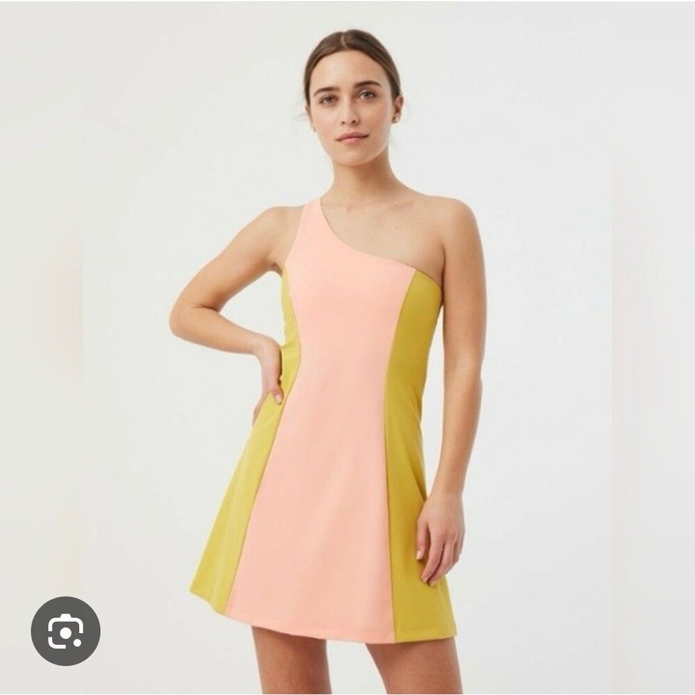 Outdoor Voices One Shoulder Dress Athletic Mini Colorblock Nylon Spandex size S